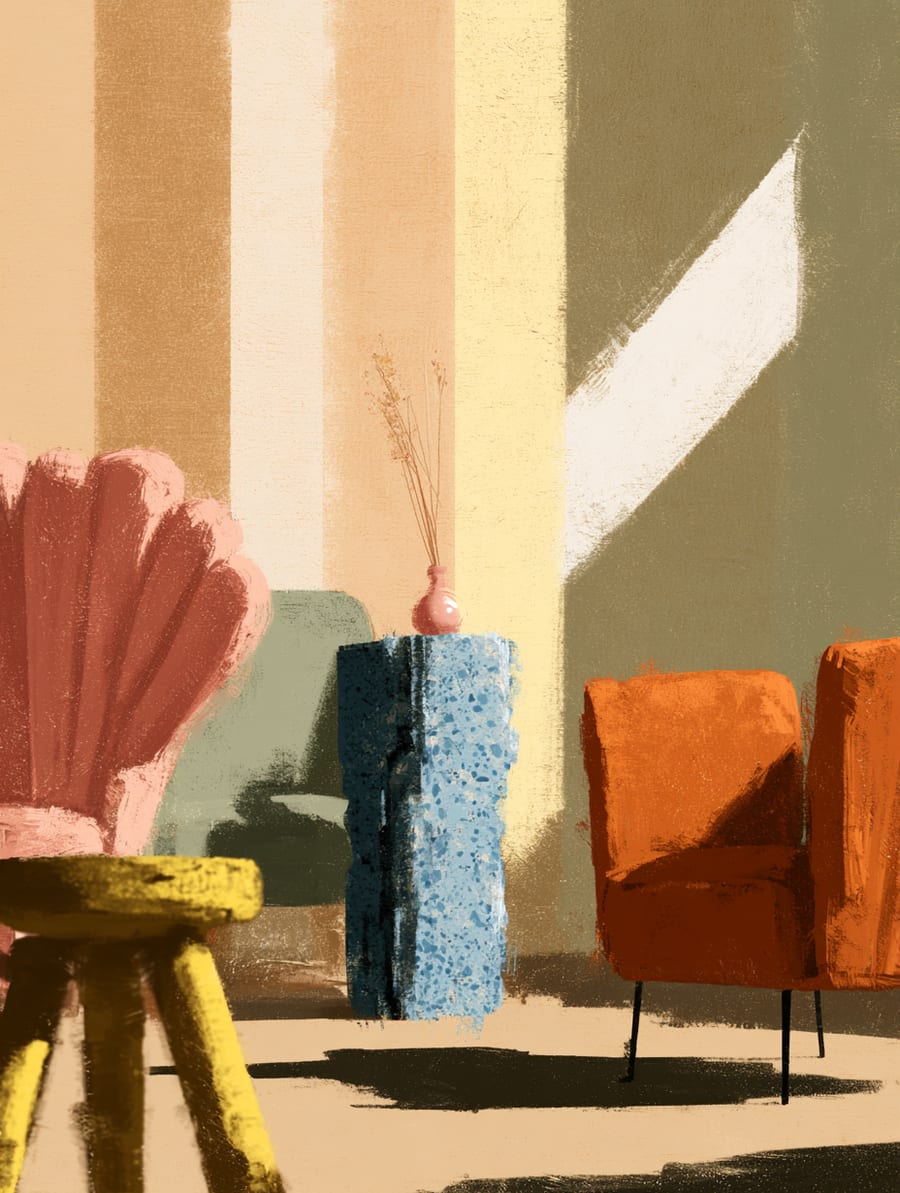An illustrated interior: the original photograph, before Pacyra reduces it.